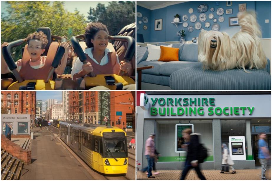 Clockwise from top left: Merlin Entertainments, DFS, Yorkshire Building Society and Transport for Greater Manchester